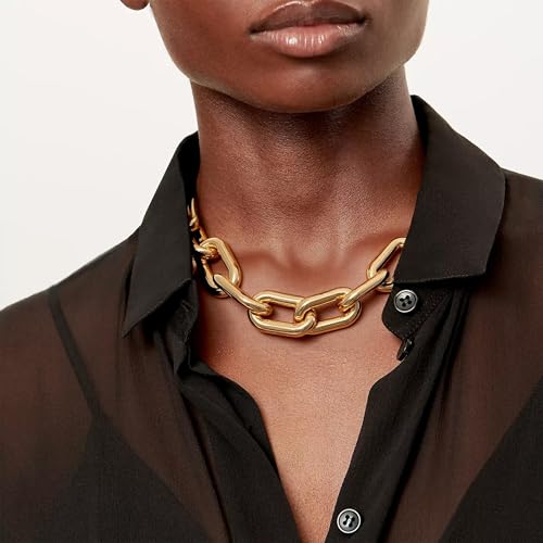 choice of all Chunky Gold Necklace Statement Necklace for Women Punk Chain Thick Gold Choker Jewelry Trendy Birthday Gifts - color: C:gold chunky necklace