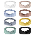 AQOKKA Elastic Knotted Headbands for Women Wheat Pattern Cloth Head Hair Bands for Women's Hair Non Slip Boho Wrap Twisted Hair Accessories - color: 8 Pack Cross Wheat-pattern Elastic Band A