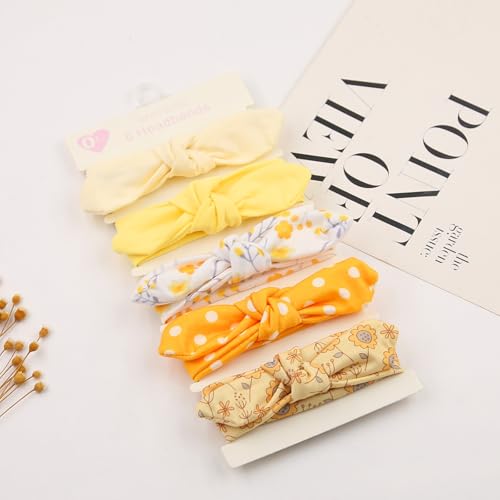 Baby Headbands Soft Stretchy Baby Girl Bows Newborn Infant Toddler Headwrap Hair Accessories - color: Yellow