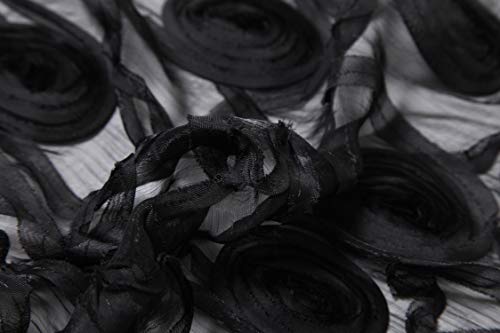 Cindy & Wendy Floral Embroidered Lace Triangle Scarf for Women - color: Black