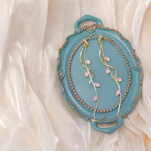 Crystal Drop Earrings,Zirconia Rhinestone Dangling Earrings for Women Prom Party Jewelry Gifts， Dangle Fashion Jewelry Crystal Earrings for Women - color: pink gold