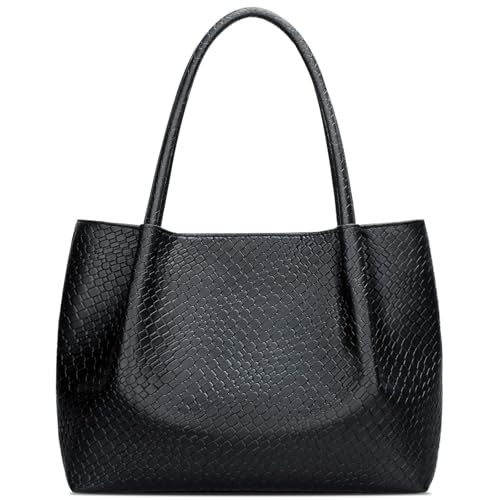 KKXIU Tote Bag for Women Vegan Leather Shoulder Purse Large Capacity Travel Bag - color: Black02