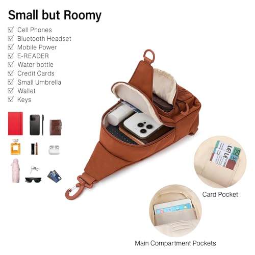 Hanke Crossbody Sling Bag for Women Men, Small & Large Casual Cross Body Sling Bags, Chest Bag for Outdoor Hiking Travel - color: Reddish Brown, size: Large