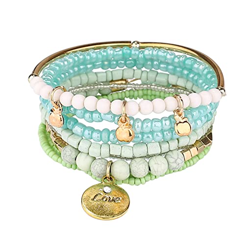 6 sets Bohemian Multilayer tassels bracelet Handmade Wrap Bracelets Bangle Jewelry Bracelets for Women - color: 6PCS-B