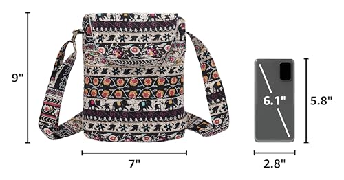 OPQRSTU Women's Retro Small Size Canvas Shoulder Bag Hippie Boho Crossbody Handbag - color: Brown