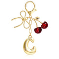 Cute Initial Cherry, Bow, Heart & More Styles - Personalized Keychain Bag Charms & Purse Accessories for Handbags - color: Red Cherry, style: C