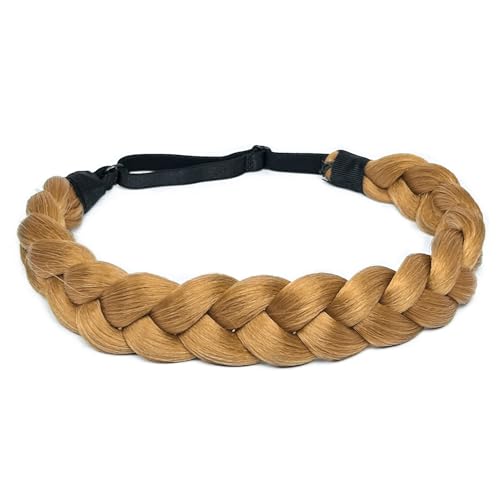 Braided Headbands Hair Piece for Women Synthetic Hair Head Bands Handmade Braid Hairband Hair Accessories Elastic Stretch Headwrap Braided Hair Band - color: 27#-Honey Blonde
