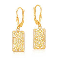 LeCalla 925 Sterling Silver Filigree Dangle Earrings for Women | Gold, Rose Gold & Rhodium Plated Diamond-Cut Filigree Drop Earrings | Lightweight Earrings Jewelry Gift - color: Yellow-Gold Rectangle Filigree