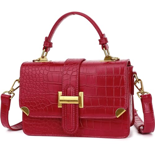 LL LOPPOP Women's Small Classy Crossbody Purse Top Handle Handbags Leather Satchel Bags for Women - color: A-red(2035)