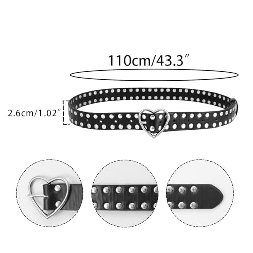 MILAKOO Punk Leather Waist Belt for Women Vintage Accessories for Hippie Skateboarding Enthusiasts - color: M: Black-heart