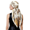 QIUTIMIY 35"x35" Like Silk Head Scarf for Women Satin Feel Large Square Scarf for Hair Wrapping and Sleeping Fashion Bandana - color: (90cm)square Scarf 20