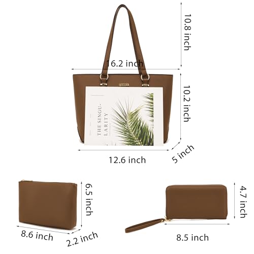 Purses And Wallets Set For Women Work Tote Satchel Handbags Shoulder Bag Top Handle Totes Purse With Matching Wallet - color: A55-3pcs/Set Brown
