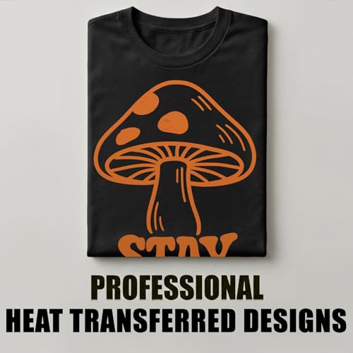 Stay Groovy Mushrooms T-Shirt– Retro Aesthetic Apparel – 100% Cotton Unisex Tee - color: Black, size: Small