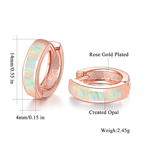CiNily Huggie Earrings Opal Hinged Hoop Earrings Gold Plated Hypoallergenic Small Hoop Earrings for Women Teen Girls Men Sensitive Ears - color: Rianbow White
