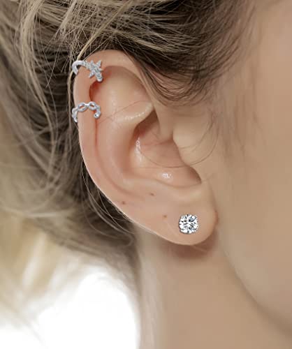Tornito 4-10 Pairs Stainless Steel Ear Cuff Helix Cartilage Clip On Wrap Earrings Fake Nose Ring Non-Piercing Adjustable - color: A7:10Pairs, Silver Tone