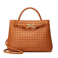 Woven Tote Bag Womens Purse: Vegan Leather Shoulder Handbags - Fashion Summer Beach Tote Bags - Large Travel Totes - color: A6 Medium Brown