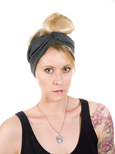 Twist Headband Extra Wide Scrunch Turban (Dark Heather Grey) - color: Dark Heather Grey