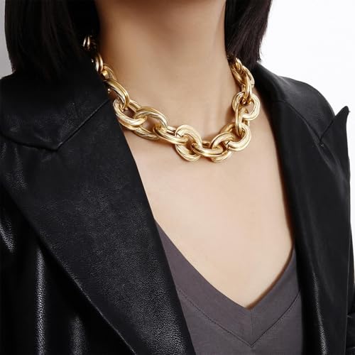 choice of all Chunky Gold Necklace Statement Necklace for Women Punk Chain Thick Gold Choker Jewelry Trendy Birthday Gifts - color: D:gold chunky necklace