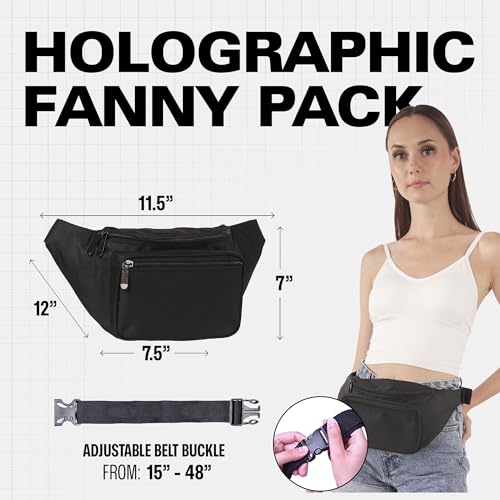 Black Fanny Pack Belt Bag I Mens Fanny Packs for Women Fashionable - Crossbody Bag Bum bag Waist Bag Waist Pack - Hands Free for Hiking, Halloween, Running, Travel, Waterproof and more - color: Black - Solid