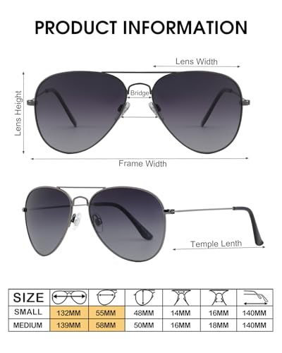 JOOX Polarized Aviator Sunglasses for Women Men, UV400 Protection Lens and Lightweight Metal Pilot Frame JX2775 - color: Gun Metal/Smoke Gradient