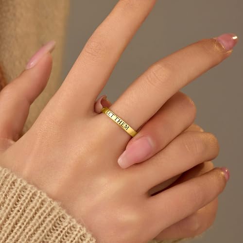 LET Them Ring,Self Worth Motivation Rings for Women Men, 925 Real Silver Ring To Sorority Sisters Best Friends Inspirational Friendship Band Jewelry to Daughter Wedding Birthday Jewelry Gifts - color: Let Them-Gold