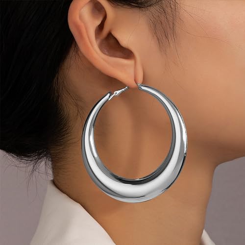 Large Hoop Earrings Lightweight Chunky Earrings for Women Chunky Earrings Big Hoop Earrings for Wedding - style: Hoop-S-02