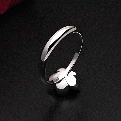 Vintage Silver Rings 925 Sterling Silver CZ Crystal Diamond Rose Flower Wedding Rings for Women (7) - size: 7