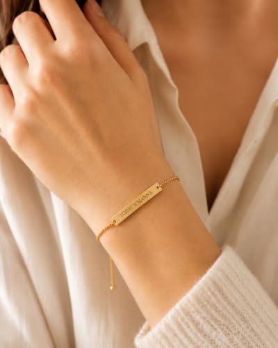Today’s Manna 18K Gold Bracelet for Women – Waterproof, Dainty Minimalist Gold Bracelet, Christian Faith Jewelry Gift, Engraved Adjustable Chain Bracelet, Made in USA