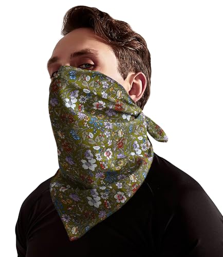21"x21" Soft Cotton Bandana for Men and Women Unisex Head Wrap Scarf Headband Face Mask for Outdoor - color: Qm-olive Bloom