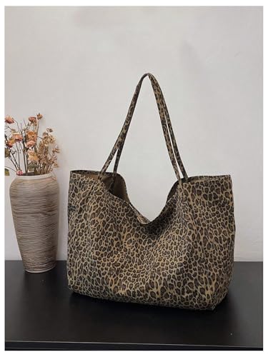 MakeMeChic Women's Leopard Tote Bag Cheetah Oversize Shoulder Bag Weekender Bag - color: Multicolor B