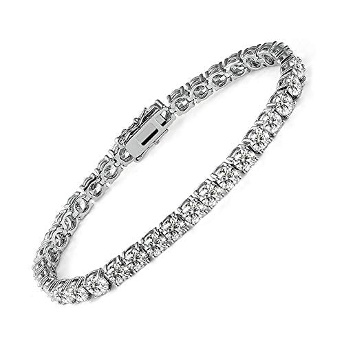 MDFUN 18k White Gold Plated CZ Tennis Bracelet, 4MM Cubic Zirconia Charm Bracelet for Women Men - style: 8.0" tennis bracelet