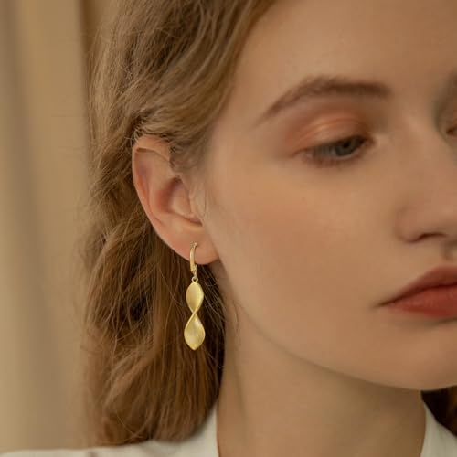 Dangle Earrings For Women, Silver Plated Lightweight Drop Earrings With Sparkling Cubic Zirconia,14K Gold Plated Hypoallergenic Face Shaping Earrings For Wedding Party Daily Office Jewelry Gift - color: Gold-C