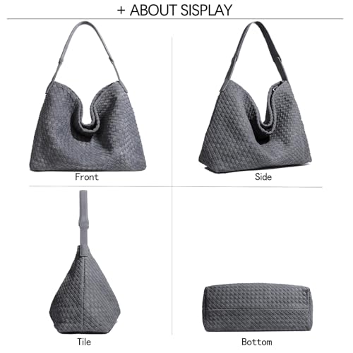 JINMANXUE Women Boston Bag, Woven Hobo Tote Handbag and Purses, Female Satchel Messenger Bags, Fashion Shoulder Crossbody Bag - color: Advanced Grey