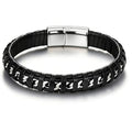Men's Leather Bracelet, Stackable Stainless Steel Clasp Bracelets for Men Stylish Birthday, Thanksgiving, Valentine's Day Gift for My Man - style: 8.6" Embedded Cuban Chain