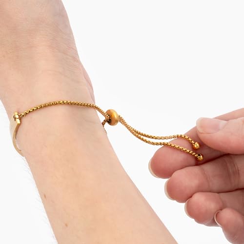 Today’s Manna 18K Gold Bracelet for Women – Waterproof, Dainty Minimalist Gold Bracelet, Christian Faith Jewelry Gift, Engraved Adjustable Chain Bracelet, Made in USA