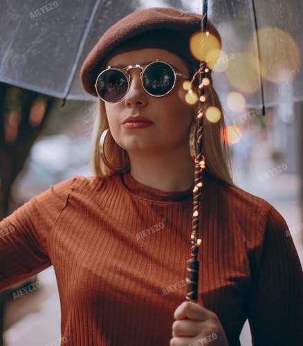 AIEYEZO Round Flip Up Sunglasses for Men and Women Rave Flip Glasses 90's Retro Steampunk Style - color: A3 Rose Gold/Grey