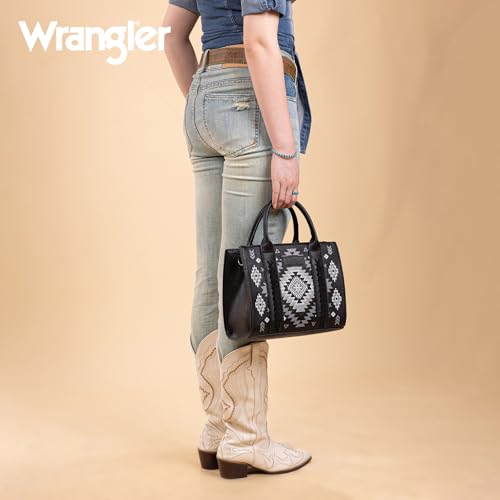 Wrangler Tote Bag for Women Western Purse and Aztec Satchel Handbag - color: Aztec Black