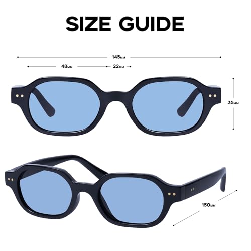 mosanana Retro Hexagon Sunglasses for Women Trendy Small 2026 MS52595 - color: C5 Black/Blue
