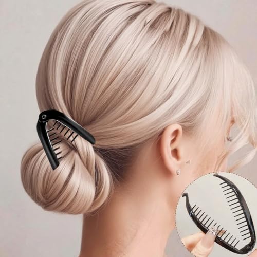 18 Pieces Banana Hair Clips Classic French Hair Comb Set Fishtail Plastic Twist Hair Clip Ponytail Accessories for Women Girls, 6 Styles（style2） - color: black,white, brown（style2）