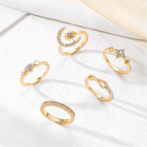 Boho Stackable Rings for Women Trendy Knuckle Joint Finger Knuckle Nail Ring Sets Simple Star Moon Stack Preppy Statement Rings Cute Stuff - style: F-6