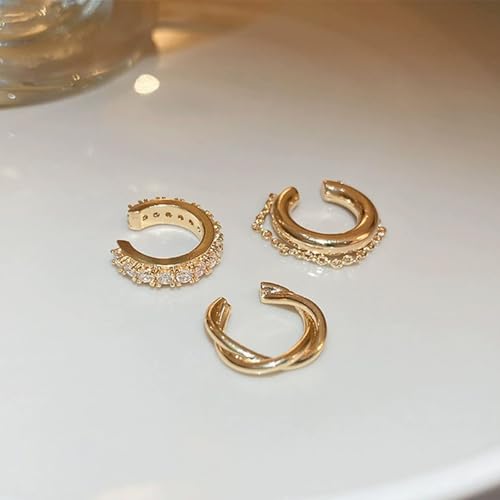 Ear Cuffs Non-Piercing for Women Dainty 14K Gold Plated Clip On Cartilage Earrings Hypoallergenic Huggie Hoop Cuffs Fake Earings for Non Pierced Ears - color: A: ear cuffs