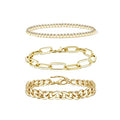 Waterproof Gold Chain Bracelet For Women Non Tarnish,14K Gold Plated Link Dainty Bracelets Stake Layered Bracelet Set Hypoallergen Gold Jewelry - color: Style-6
