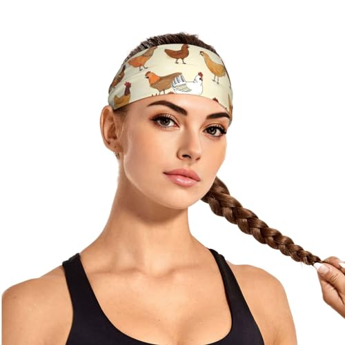Black and Gold Swirl Liquid Ink Marble Workout Headbands Fashion Sports Sweatbands Yoga Hairbands for Fitness Athletic Non Slip Wicking Headscarf for Men Womens Girls Summer Accessories Elastic Bands - color: A Brood Of Chickens