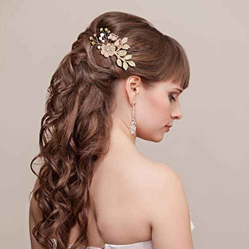 inSowni 20 Pack White Dusty Pink Blue Flower Bridal Wedding Hair Side Combs+Flower Hair Pins+Twist Spiral Pearl Hair Pins Floral Hair Pieces Headpieces Accessories for Brides Bridesmaids Women Girls - color: 20 Pack Dusty Pink Flower Hair Pins Combs Acces