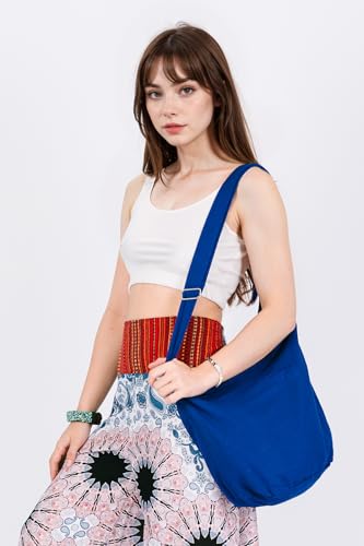 Your Cozy Hobo Sling Bags For Women Crossbody Bag Thai Top Handmade Shoulder Bag with Adjustable Strap - color: Blue