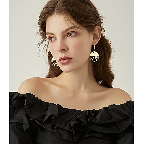 Handmade Unique Bohemian Tribal Hoop Spiral Earring Vintage Gold Silver Geometry Dangle Drop Earrings for Women - color: Gold