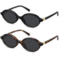 WOWSUN Retro Oval Sunglasses Womens Trendy Sun Glasses Sunnies UV400 Protection - color: 2 Pack: Grey Lens+tortoise Frame Brown Lens