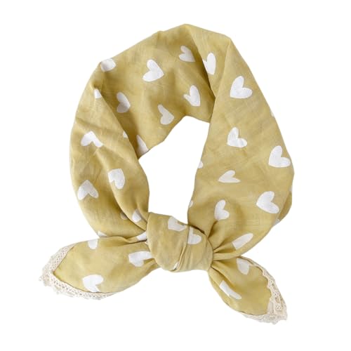 Soft Cotton Like Lace Bandana Headband, Head Wrap, Protective Coverage, Hair Neck Scarf for Women 24 x 24 inch - color: Cas029 - Heart Y