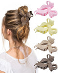 4 PCS Bow Hair Clips Bow Claw Clip for Women, Large Hair Claw Clips for Thin Thick Long Hair Cute Nonslip Bows (Dark Brown+Light Brown+Off-White+Light Pink) - color: Dark Brown+Light Brown+Off-White+Light Pink