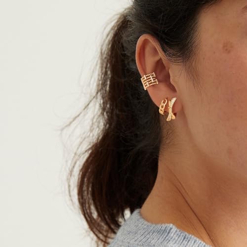 MYEARS Women Earrings Gold Huggie Hoop 14K Small Simple Hypoallergenic Everyday Jewelry - style: Link